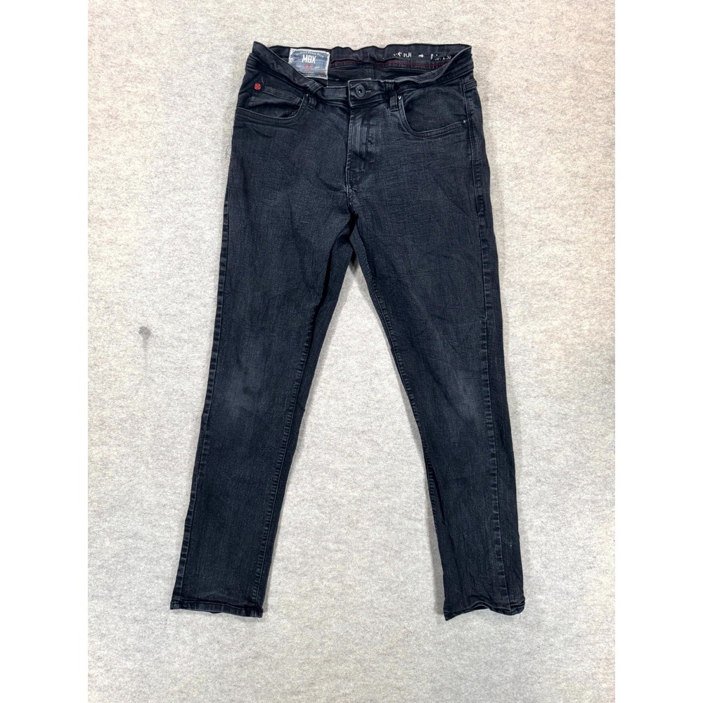 Mbx Tapered Jeans Mens 29 Black Denim Cotton Stretch Dark Wash Slim Fit Casual